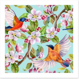 Apple blossom birds Art Print 100093744
