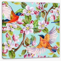 Apple blossom birds Stretched Canvas 100093744