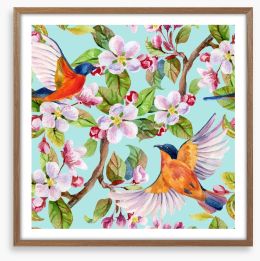 Apple blossom birds Framed Art Print 100093744