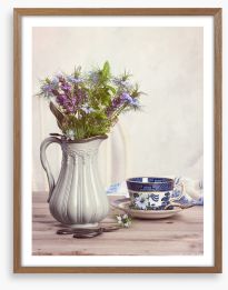 Tea time blues Framed Art Print 100550132