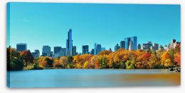 Manhattan skyline in Fall Stretched Canvas 100925764