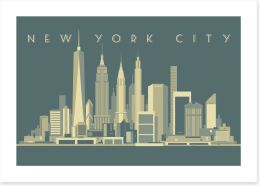 New York City deco skyline Art Print 101795910