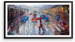 Crossing in the rain Framed Art Print 102120584