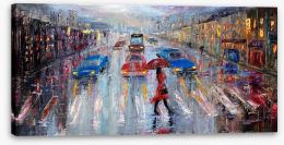 Crossing in the rain Stretched Canvas 102120584