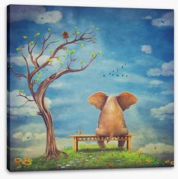 Elephant in the glade Stretched Canvas 102425490