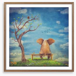 Elephant in the glade Framed Art Print 102425490