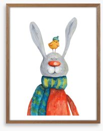 Rabbit and chick Framed Art Print 102510244