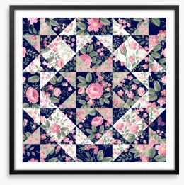 Rosy dusk patchwork Framed Art Print 102649108