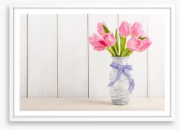 Tranquil pink tulips Framed Art Print 103985059
