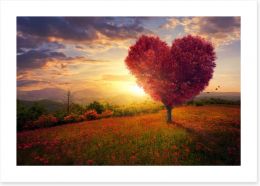 Meadow with the love heart tree Art Print 104301472