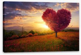 Meadow with the love heart tree Stretched Canvas 104301472