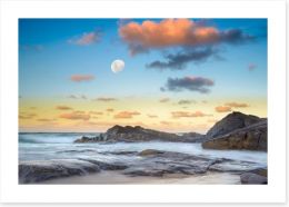 Moon over Cabarita beach Art Print 104373526