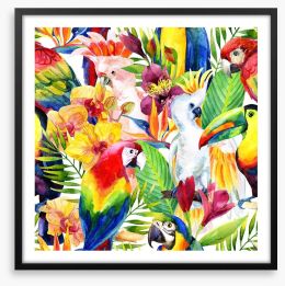 Colourful parrots Framed Art Print 106186189