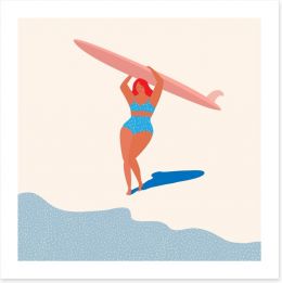 Deco surfer girl Art Print 112606328