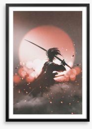 Red moon warrior Framed Art Print 113259360