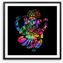 Ganesha in the dark Framed Art Print 117266101