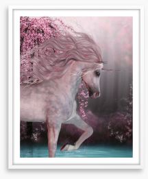 Cherry blossom unicorn Framed Art Print 118018139