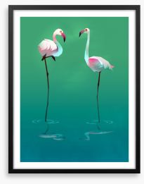 Flamingo balance Framed Art Print 118411758