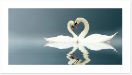 Love swans panorama Art Print 12112158