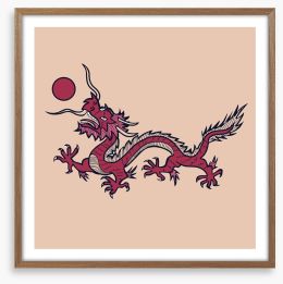 Rising sun dragon Framed Art Print 122214252