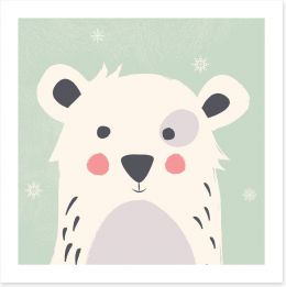 Polar bear with snowflakes Art Print 123121974