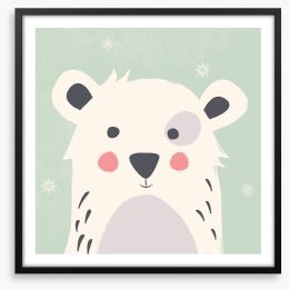 Polar bear with snowflakes Framed Art Print 123121974