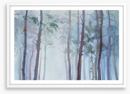 Foggy forest watercolour Framed Art Print 125504264