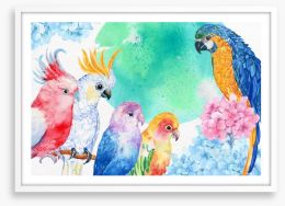 Parrot party Framed Art Print 126636164