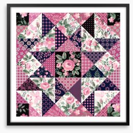Rosy nights patchwork Framed Art Print 126660318