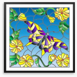 Summer butterfly window Framed Art Print 127228348
