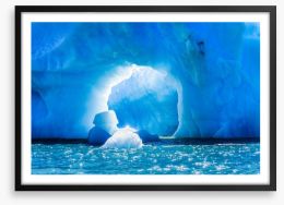 Through the ice cave Framed Art Print 127779164