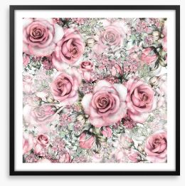 Pink vintage roses Framed Art Print 128170661