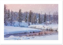 Pink river snow Art Print 128344917