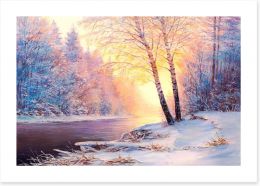 Winter river sunlight Art Print 128746358