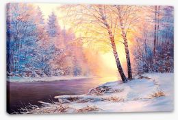 Winter river sunlight Stretched Canvas 128746358