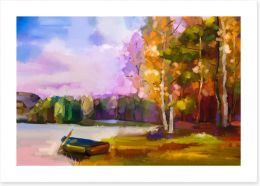 The boat at the lake Art Print 129052036
