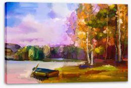 The boat at the lake Stretched Canvas 129052036