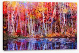 Aspens by the lake Stretched Canvas 129052678