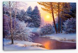 Snowy river sundown Stretched Canvas 129468845