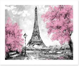 Eiffel Tower blossom Art Print 129898169