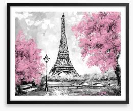 Eiffel Tower blossom Framed Art Print 129898169