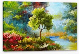 Flowers by the river Stretched Canvas 131023522