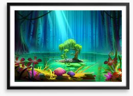 Magic lake island Framed Art Print 131179133