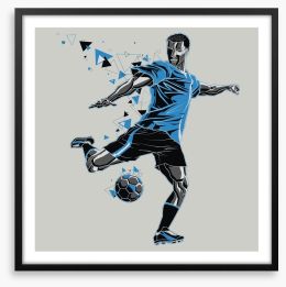 The soccer player in blue Framed Art Print 132754246