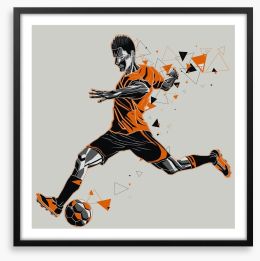 The soccer player in orange Framed Art Print 132754412