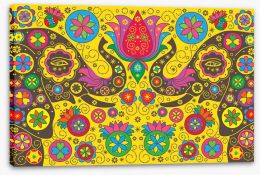 Elephants and lotus Stretched Canvas 133172914