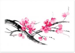 Cherry blossom branch Art Print 133801986