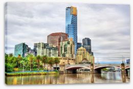 Skyline of Melbourne from the Yarra Stretched Canvas 134524869