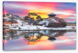 Suwon Hwaseong fortress sunset Stretched Canvas 135020267
