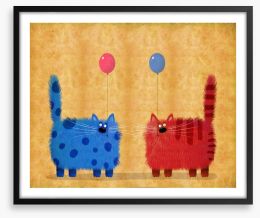 Red cat blue cat Framed Art Print 135297723